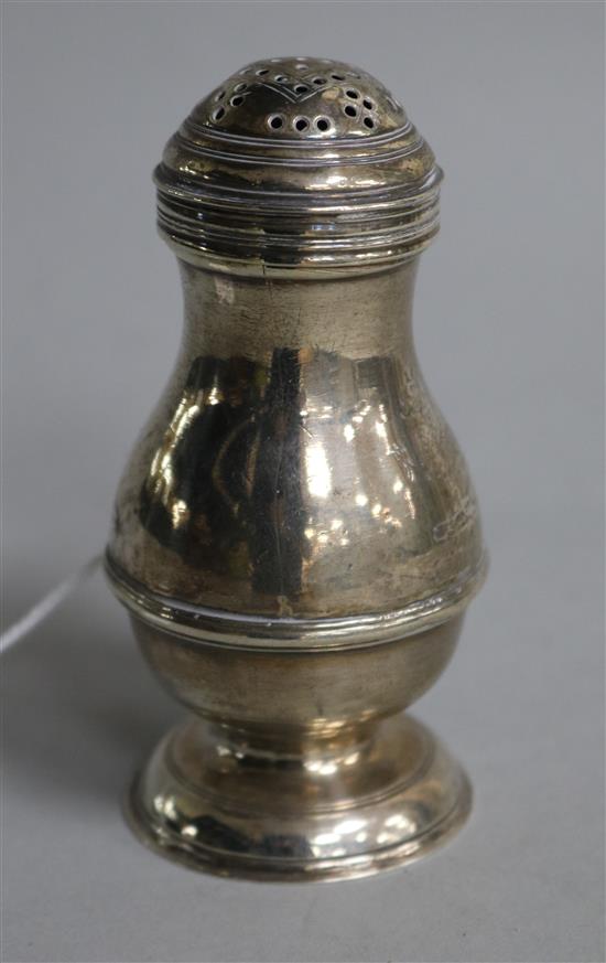 A Georg II silver bun pepper, Jabez Daniell, London, 1749, 9.4cm.